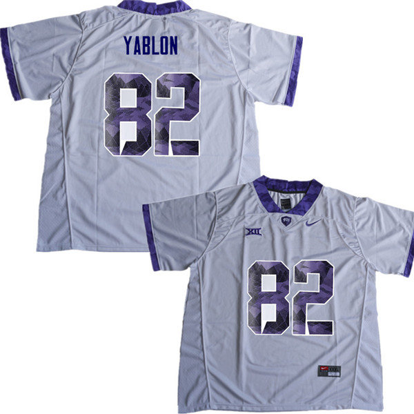 Men #82 Yishai Yablon TCU Horned Frogs College Football Jerseys Sale-White - Click Image to Close